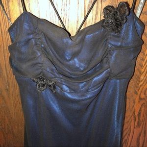 Formal Long Black Sheer Over Royal Blue Prom Party Homecoming Dress Size 9-10